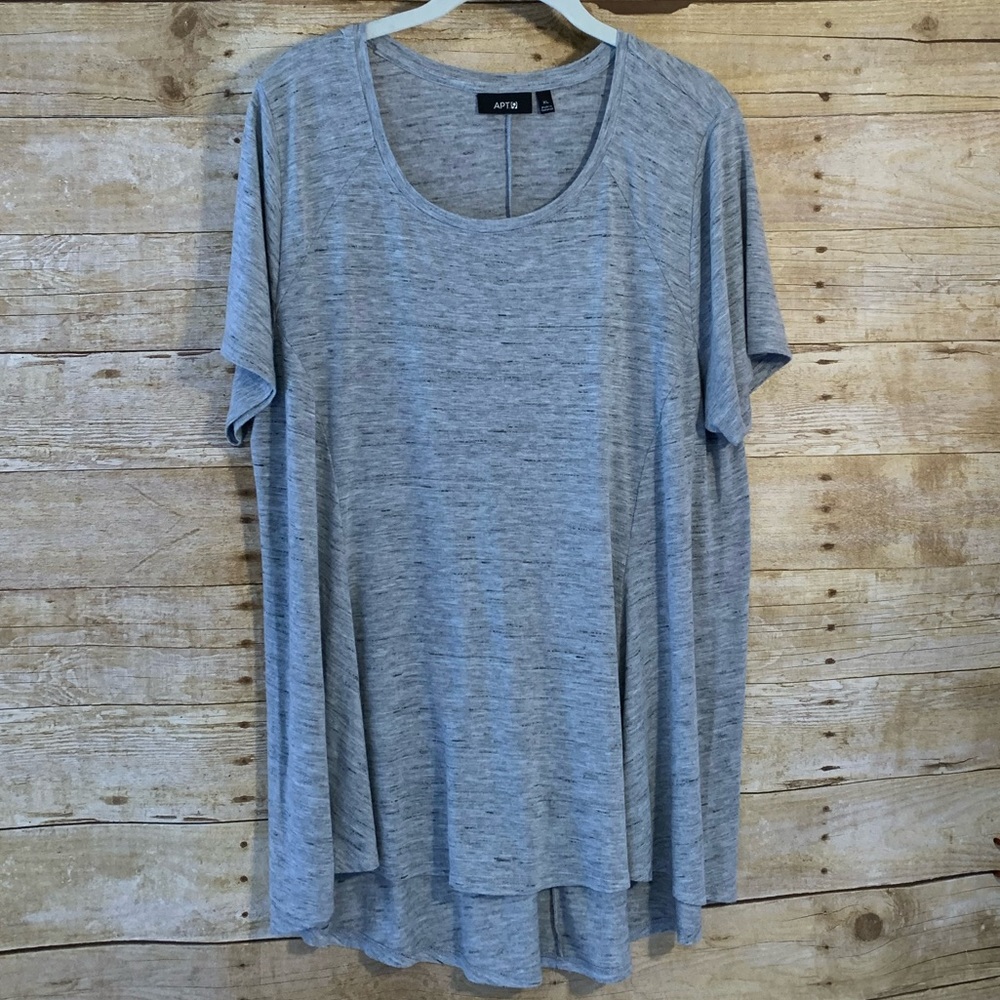 Apt. 9 Scoop Neck Grey High / Low T-Shirt EUC Size XL Short Sleeves Space Dye